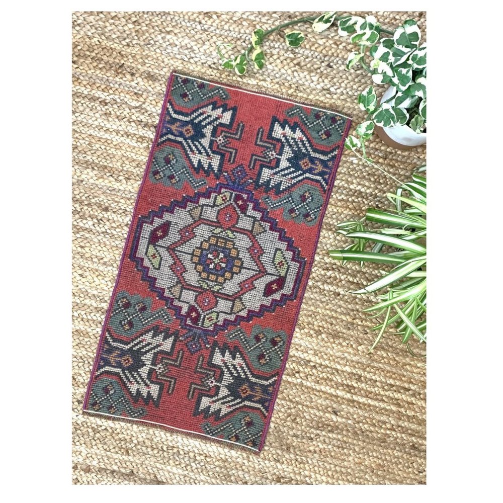 Vintage Small Boho Turkish Mini 2x3 Rug Pink